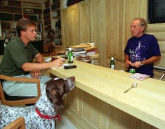 Andy Williams' dog "Sophie" Waits for Table Scraps Sophie and Andy at the wet bar
