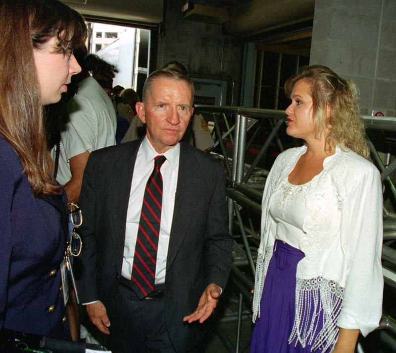 Ross Perot leaving Grand Palace An unhappy Ross Perot